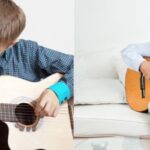 Viejos y jóvenes aprendiendo a tocar la guitarra