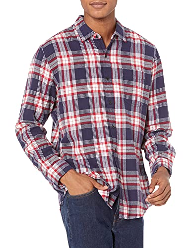Amazon Essentials Camisa de franela de manga larga de corte regular para hombre, rojo / blanco / azul, XX-Large