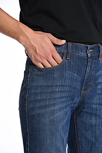 ERSDGG - Vaqueros elásticos de pierna recta para hombre, 5 bolsillos, ajuste regular, vaquero, algodón, cómodos, pantalones de mezclilla, 36 W x 32L, índigo medio