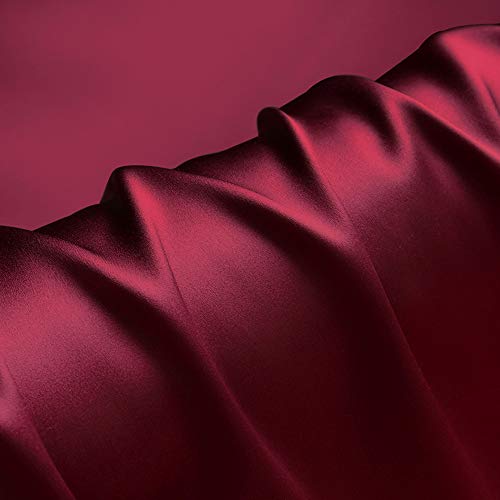 100% tela de seda pura, telas de charmeuse rojo vino de The Pre-Cut 1 yarda para coser prendas de ancho de 44 pulgadas