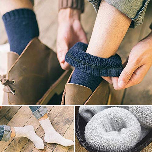 Calcetines de lana gruesa para hombre - Calcetines de invierno cómodos, suaves y cálidos (paquete de 3/5), multicolor, talla única 7-12