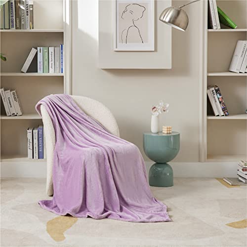 Bedsure - Manta de forro polar, color lila, morado claro, lavanda, violeta, ligera, para sofá, sofá, cama, camping, viajes, manta de microfibra súper suave y acogedora