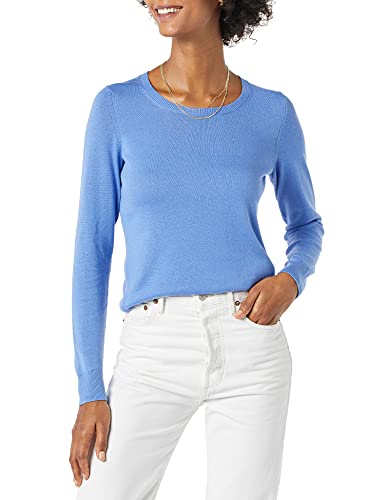 Amazon Essentials - Suéter ligero de manga larga con cuello redondo y corte clásico para mujer, azul, extra grande