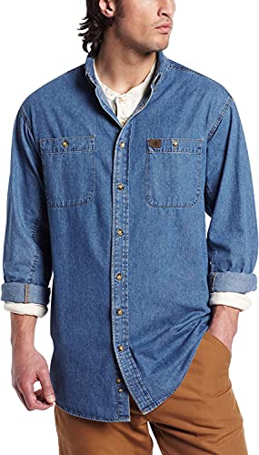 Wrangler Riggs Workwear camisa de trabajo de mezclilla para hombre, azul marino antiguo, extragrande