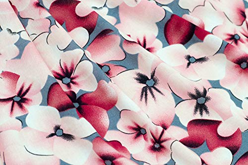 The Yard, tela floral de rayón Challis de Fabric Merchants, gris / rosa, 3 yardas